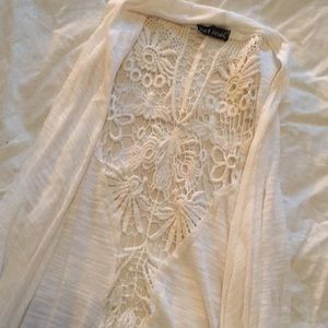 White crochet tank cardigan